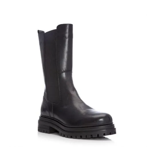 Giella Black Leather Women Moda In Pelle Black Boots