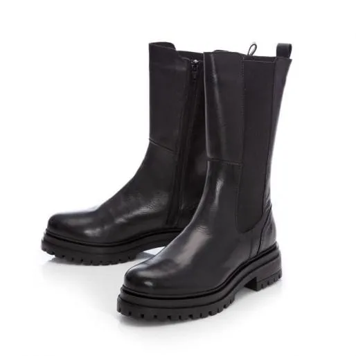 Giella Black Leather Women Moda In Pelle Black Boots