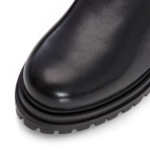 Giella Black Leather Women Moda In Pelle Black Boots