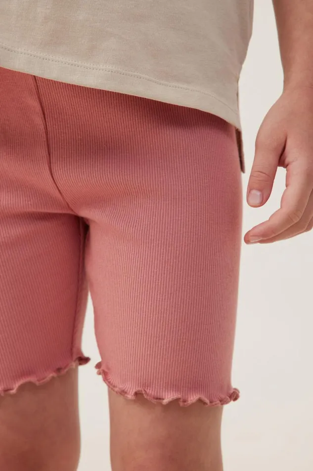 Girls 214 Activewear Cotton On Hailey Bike Short Clay Pigeon Rib