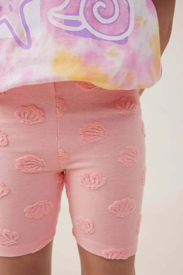 Girls 214 Activewear Cotton On Hailey Bike Short Coral Dreamsterry Texture Shells