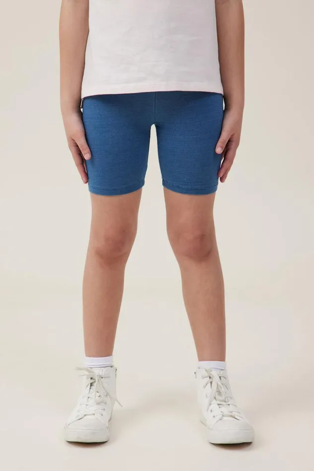 Girls 214 Activewear Cotton On Hailey Bike Short Mid Wash