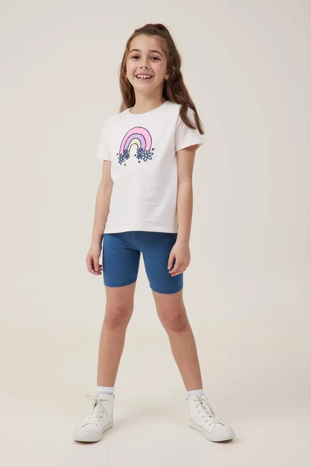 Girls 214 Activewear Cotton On Hailey Bike Short Mid Wash