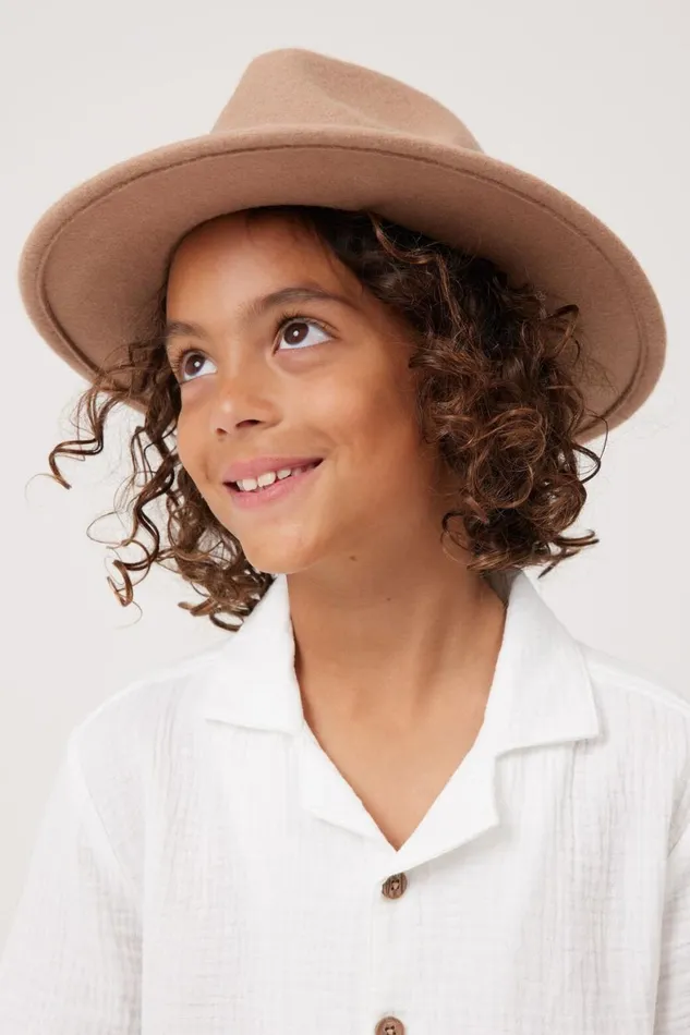 Girls 214Boys 214 Hats and Beanies Cotton On Wide Brim Hat Taupy Brownties
