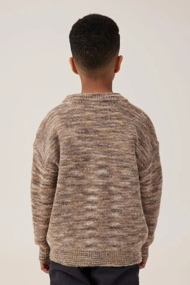 Girls 214Boys 214 Jackets and Sweaters Cotton On Blake Knit Crew Dark Vanilla Space Dye