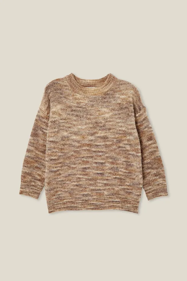 Girls 214Boys 214 Jackets and Sweaters Cotton On Blake Knit Crew Dark Vanilla Space Dye