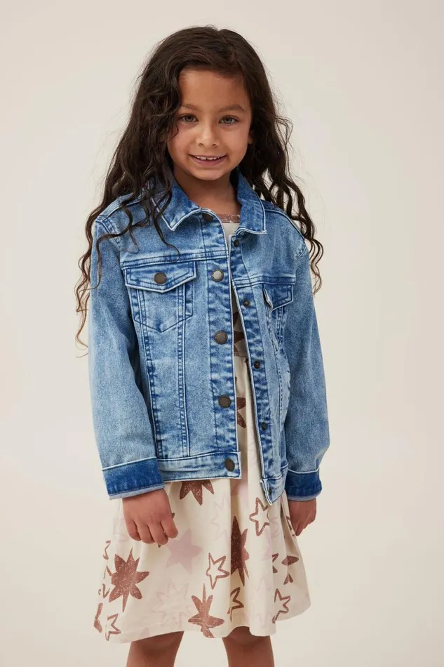 Girls 214Boys 214 Jackets and Sweaters Cotton On Oversized Denim Jacket Bondi Mid Blue Girls 214Boys 214 Jackets and Sweaters Cotton On Oversized Denim Jacket Bondi Mid Blue