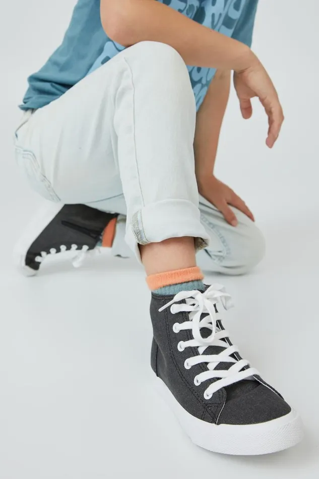 Girls 214Boys 214 Sneakers Cotton On Classic Canvas High Top Trainer Phantom Washed Canvas Girls 214Boys 214 Sneakers Cotton On Classic Canvas High Top Trainer Phantom Washed Canvas