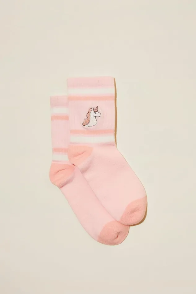 Girls 214Boys 214 Socks and Tights Cotton On Single Pack Crew Socks Blush Pinkunicorn Embroidery Girls 214Boys 214 Socks and Tights Cotton On Single Pack Crew Socks Blush Pinkunicorn Embroidery