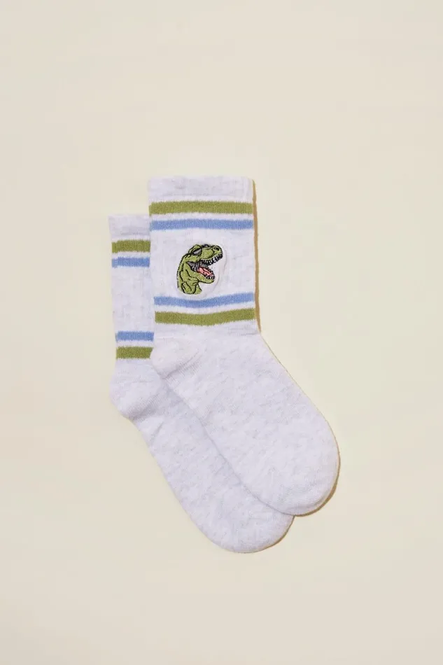 Girls 214Boys 214 Socks and Tights Cotton On Single Pack Crew Socks Cloud Marledino Embroidery Girls 214Boys 214 Socks and Tights Cotton On Single Pack Crew Socks Cloud Marledino Embroidery