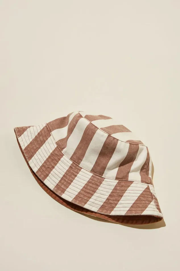 Girls 214Boys 214 Swimwear Cotton On Reversible Bucket Hat Coco Jumboblock Stripe
