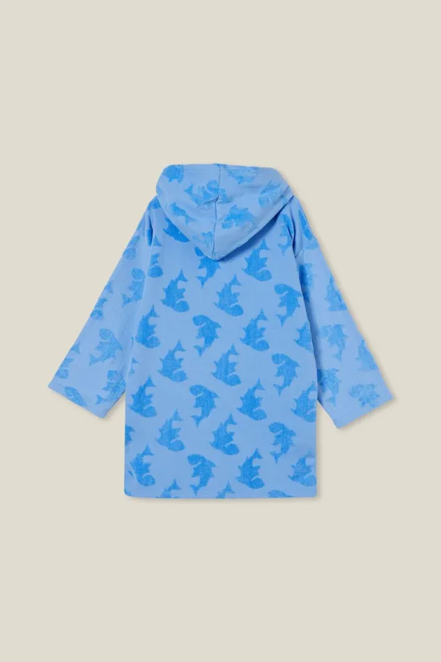 Girls 214Boys 214 Swimwear Cotton On Zip Thru Hooded Towel Dusk Bluesharks