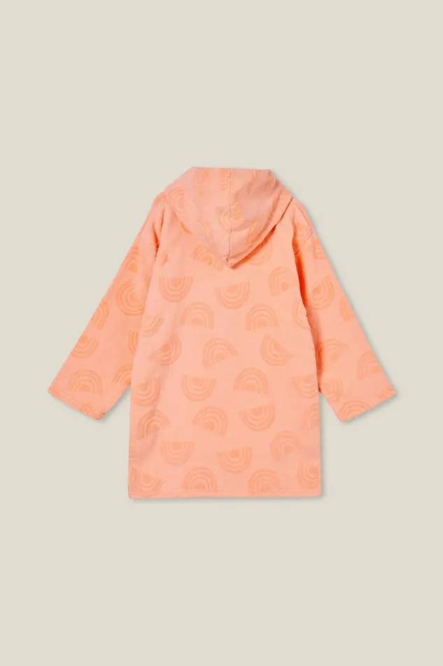 Girls 214Boys 214 Swimwear Cotton On Zip Thru Hooded Towel Tropical Orangerainbows