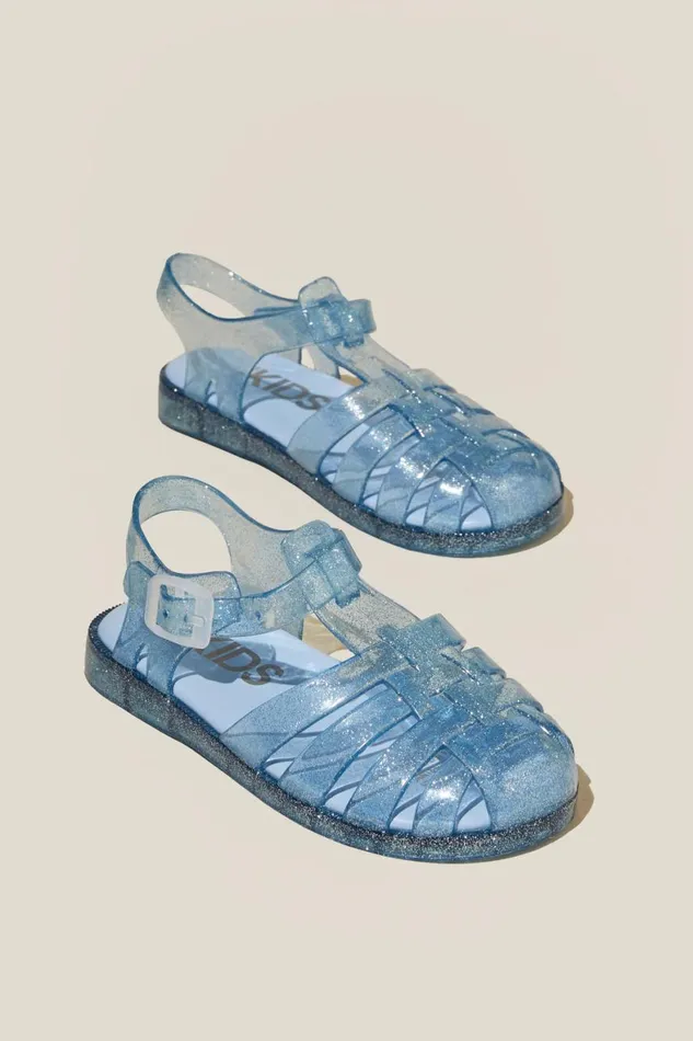 Girls 214 Flats and Sandals Cotton On Elsie Jelly Sandal Dusk Blue Glitter