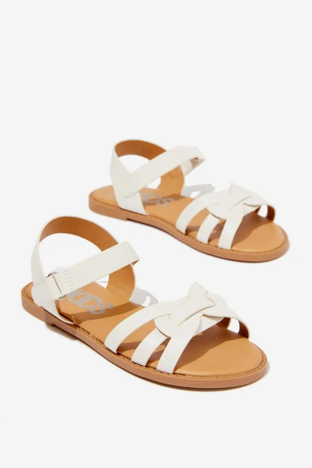Girls 214 Flats and Sandals Cotton On Georgie Cross Over Sandal White