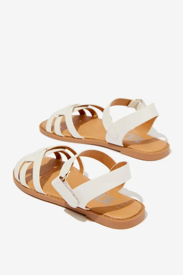 Girls 214 Flats and Sandals Cotton On Georgie Cross Over Sandal White
