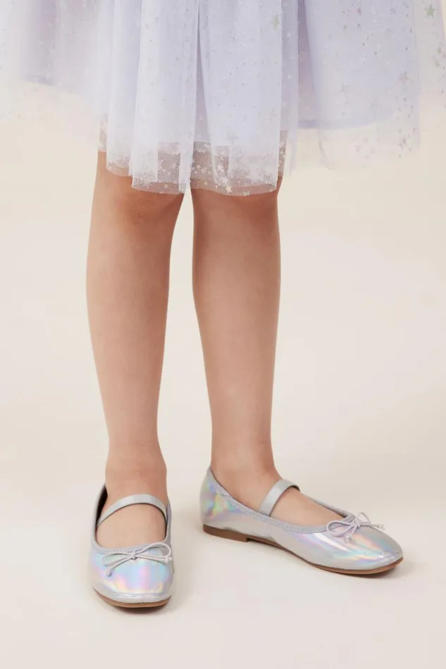 Girls 214 Flats and Sandals Cotton On Olivia Ballet Flat Silver Holographic