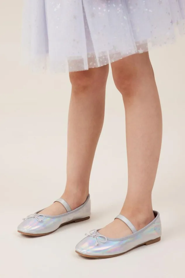 Girls 214 Flats and Sandals Cotton On Olivia Ballet Flat Silver Holographic