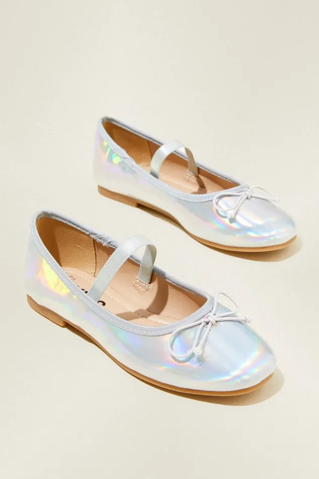 Girls 214 Flats and Sandals Cotton On Olivia Ballet Flat Silver Holographic