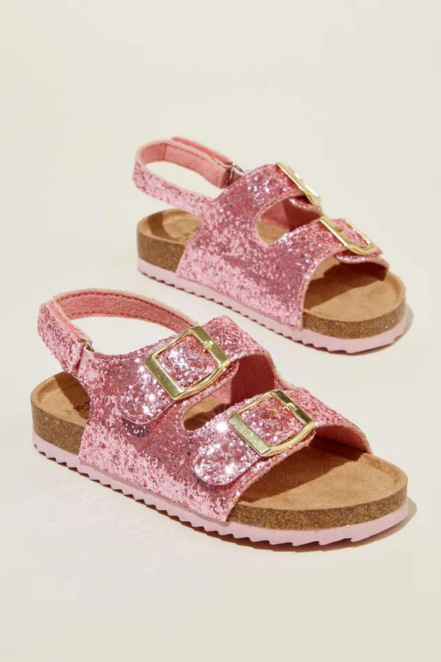 Girls 214 Flats and Sandals Cotton On Theo Sandal Pink Chunky Glitter