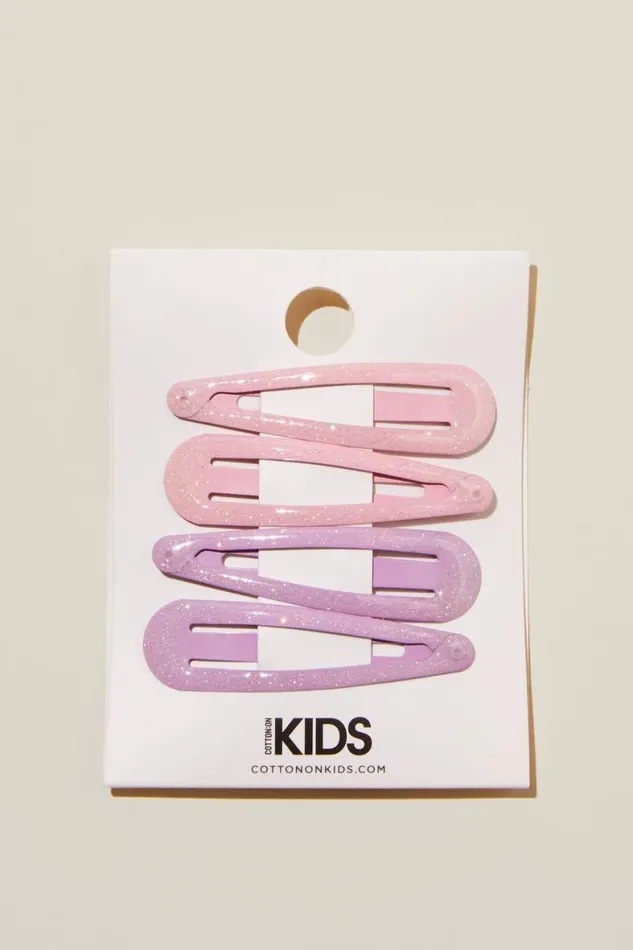 Girls 214 Hair Accessories Cotton On 4 Pk Snap Clips Blush Pinklilac Drop Glittery Girls 214 Hair Accessories Cotton On 4 Pk Snap Clips Blush Pinklilac Drop Glittery