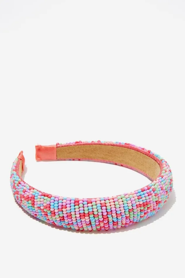 Girls 214 Hair Accessories Cotton On Sophia Luxe Headband Raspberry Pinkrainbow Beads Girls 214 Hair Accessories Cotton On Sophia Luxe Headband Raspberry Pinkrainbow Beads