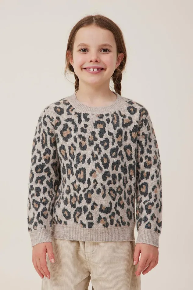 Girls 214 Jackets and Sweaters Cotton On Lisa Jumper Taupy Brownmolly Leopard