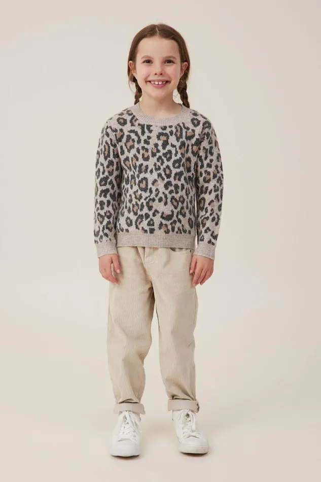 Girls 214 Jackets and Sweaters Cotton On Lisa Jumper Taupy Brownmolly Leopard