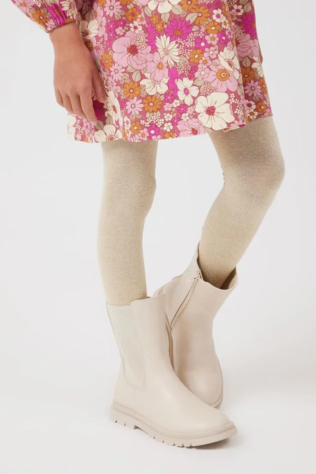Girls 214 Socks and Tights Cotton On Solid Tights New Gold Shimmer