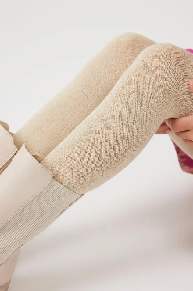 Girls 214 Socks and Tights Cotton On Solid Tights New Gold Shimmer