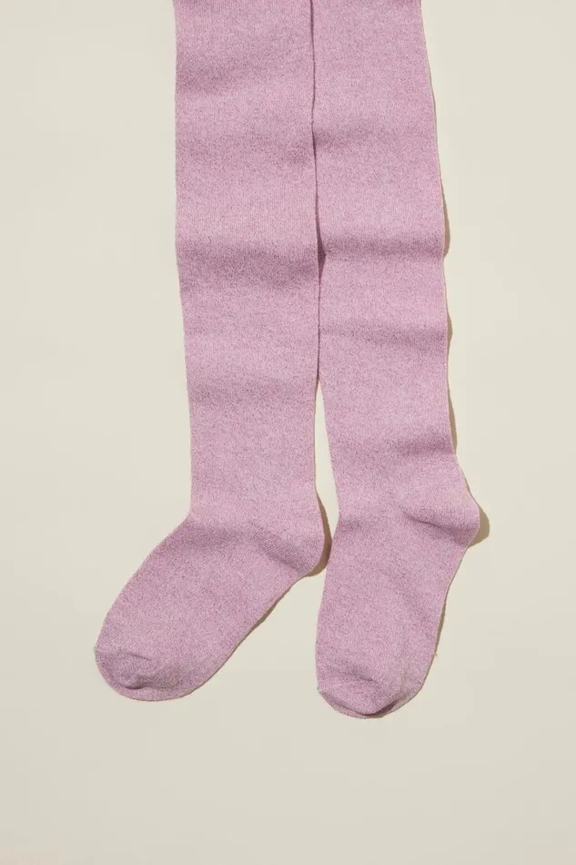 Girls 214 Socks and Tights Cotton On Solid Tights Pale Violet Shimmer