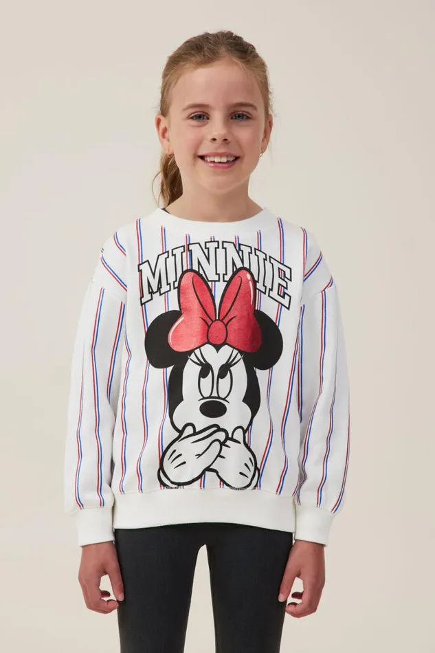 Girls 214 Sweatshirts and Sweatpants Cotton On License Dusty Fleece Crew Neck Lcn Dis Minnie Baseball Stripedark Vanilla Girls 214 Sweatshirts and Sweatpants Cotton On License Dusty Fleece Crew Neck Lcn Dis Minnie Baseball Stripedark Vanilla