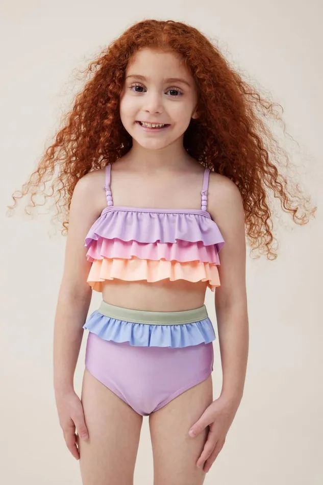 Girls 214 Swimwear Cotton On Alexia Bikini Rainbow Ruffle