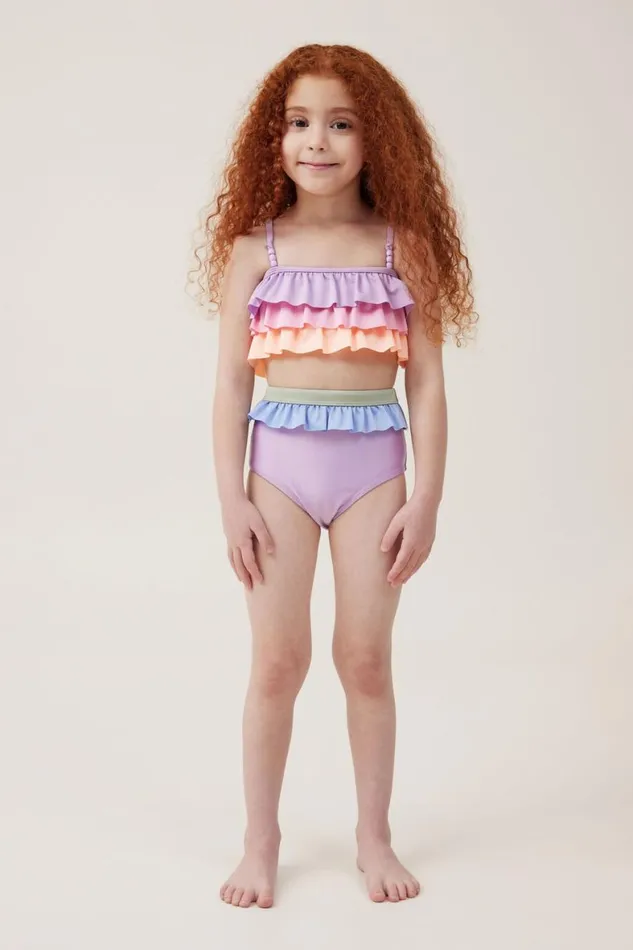 Girls 214 Swimwear Cotton On Alexia Bikini Rainbow Ruffle