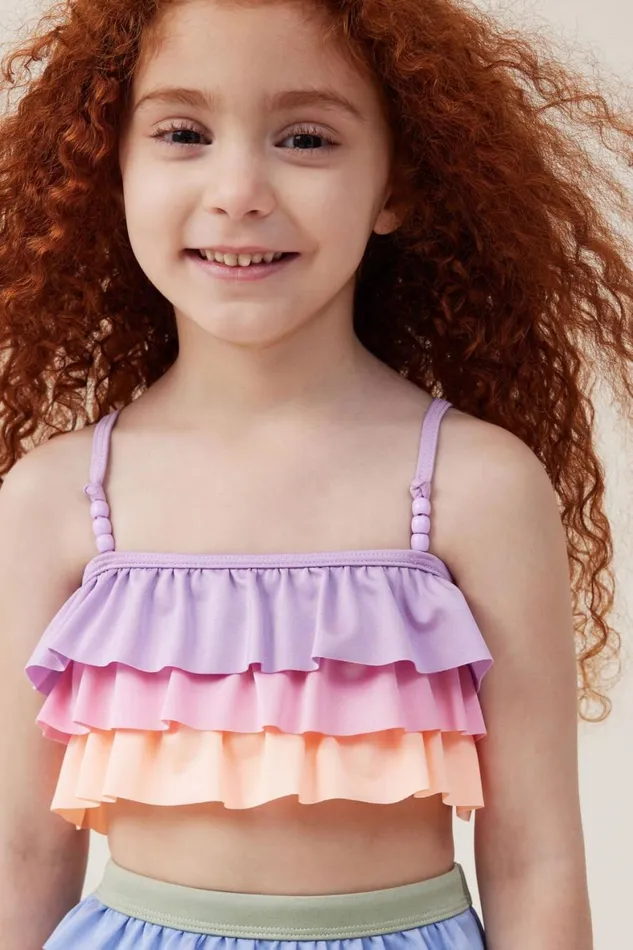 Girls 214 Swimwear Cotton On Alexia Bikini Rainbow Ruffle