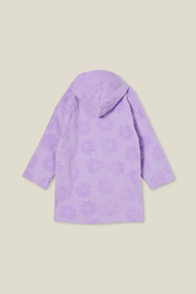 Girls 214 Swimwear Cotton On Zip Thru Hooded Towel Lilac Dropfloral