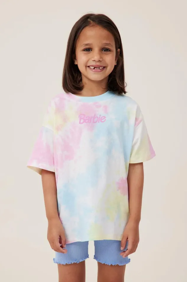 Girls 214 Tops and TShirts Cotton On Barbie Drop Shoulder Short Sleeve Tee Lcn Mat Barbie Logopastel Tie Dye Girls 214 Tops and TShirts Cotton On Barbie Drop Shoulder Short Sleeve Tee Lcn Mat Barbie Logopastel Tie Dye