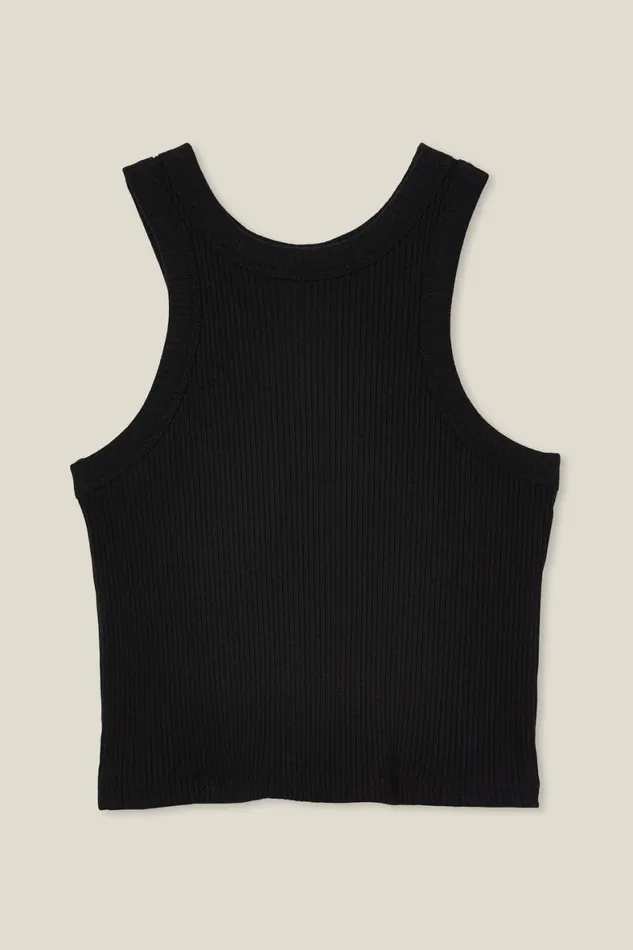 Girls 214 Tops and TShirts Cotton On Eleanor Tank Black Rib