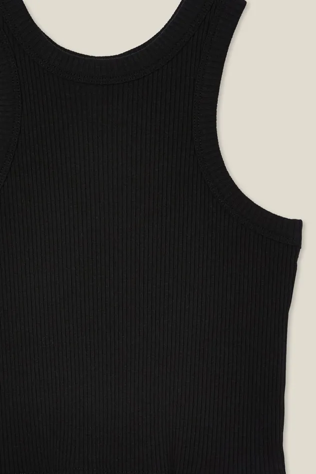 Girls 214 Tops and TShirts Cotton On Eleanor Tank Black Rib