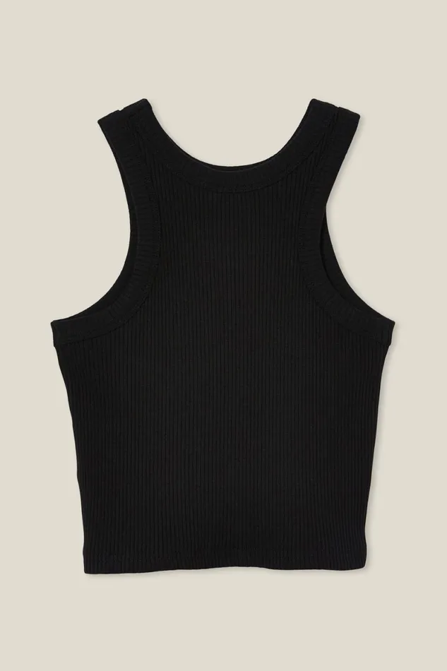 Girls 214 Tops and TShirts Cotton On Eleanor Tank Black Rib