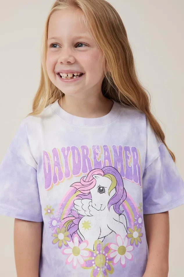 Girls 214 Tops and TShirts Cotton On License Drop Shoulder Short Sleeve Tee Lcn Has My Little Ponysmokey Lilac