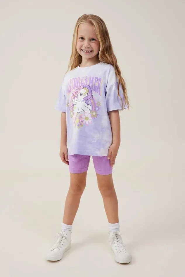 Girls 214 Tops and TShirts Cotton On License Drop Shoulder Short Sleeve Tee Lcn Has My Little Ponysmokey Lilac