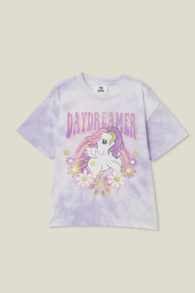 Girls 214 Tops and TShirts Cotton On License Drop Shoulder Short Sleeve Tee Lcn Has My Little Ponysmokey Lilac