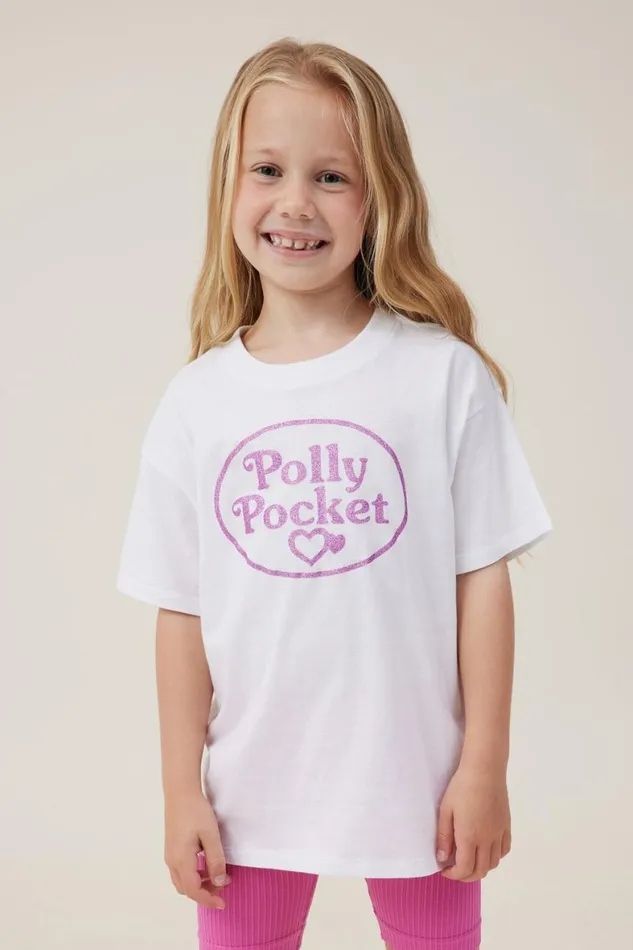Girls 214 Tops and TShirts Cotton On License Drop Shoulder Short Sleeve Tee Lcn Mat Polly Pocketwhite Girls 214 Tops and TShirts Cotton On License Drop Shoulder Short Sleeve Tee Lcn Mat Polly Pocketwhite