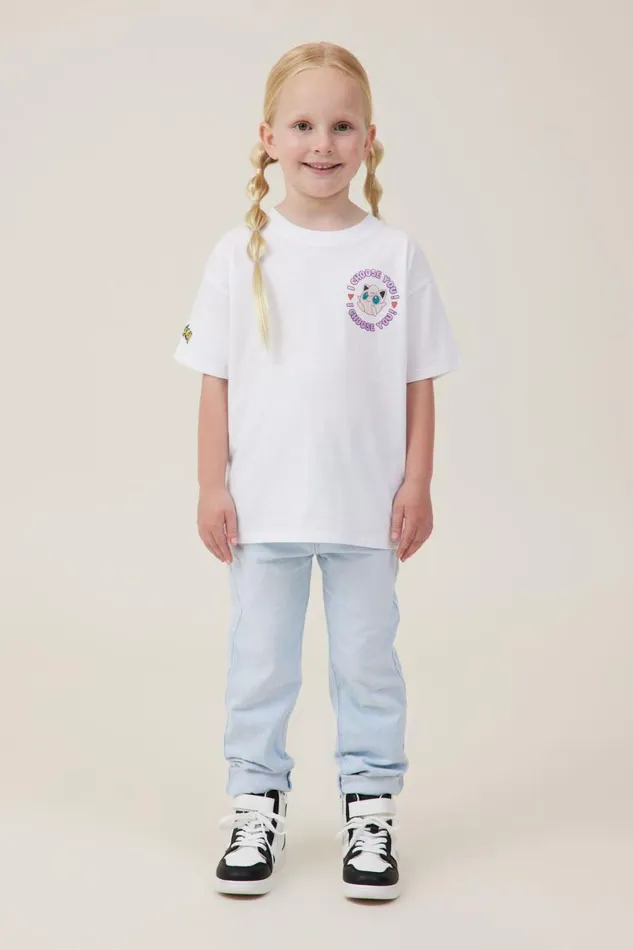 Girls 214 Tops and TShirts Cotton On License Drop Shoulder Short Sleeve Tee Lcn Pok Pokemon I Choose Youwhite