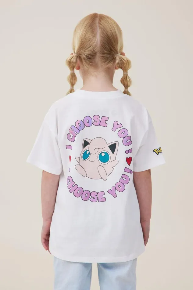 Girls 214 Tops and TShirts Cotton On License Drop Shoulder Short Sleeve Tee Lcn Pok Pokemon I Choose Youwhite