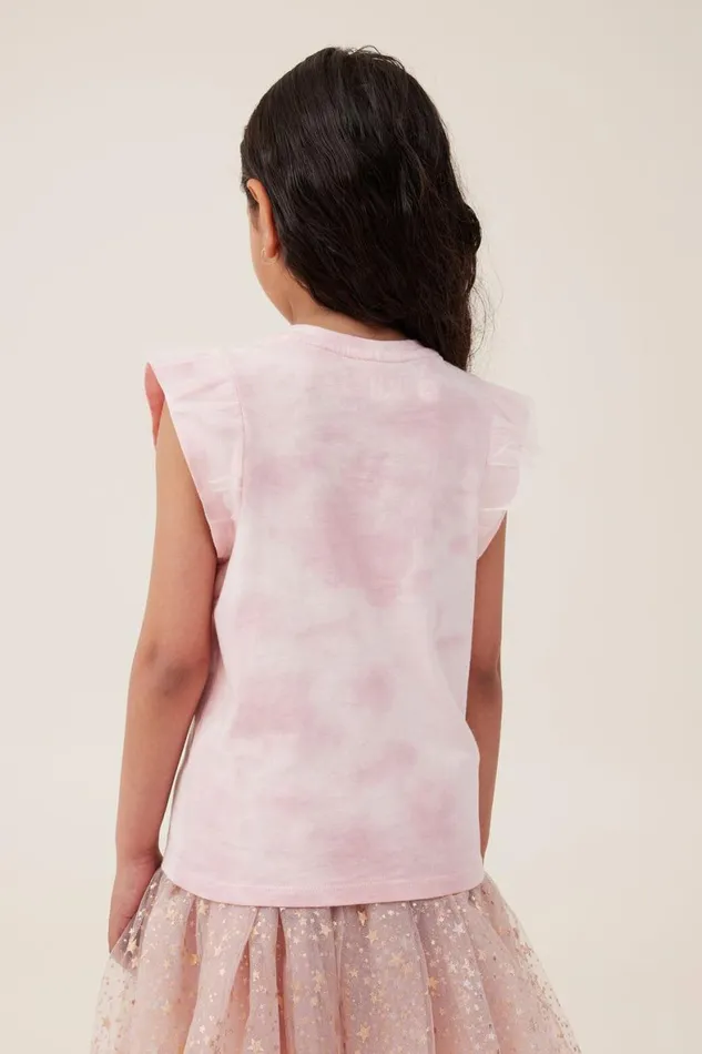 Girls 214 Tops and TShirts Cotton On License Party Short Sleeve Tee Lcn Dis Arielcrystal Pink Dusty Berry
