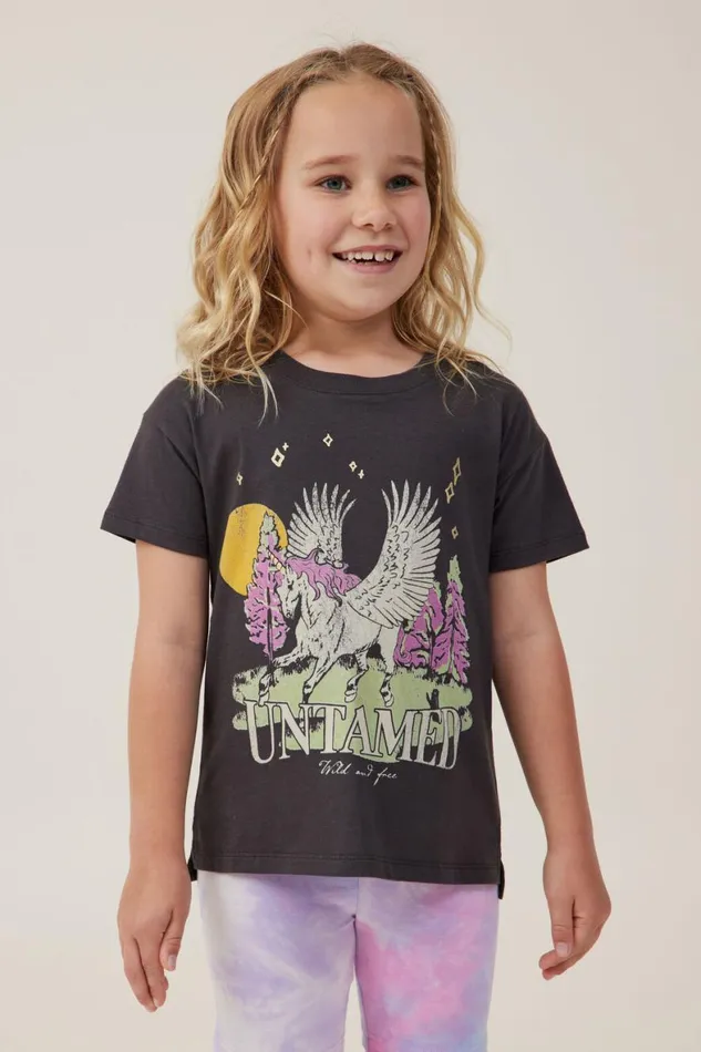 Girls 214 Tops and TShirts Cotton On Poppy Short Sleeve Print Tee Phantomuntamed Unicorn