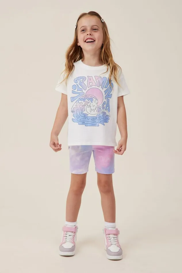 Girls 214 Tops and TShirts Cotton On Poppy Short Sleeve Print Tee Vanillablush Vitamin Sea