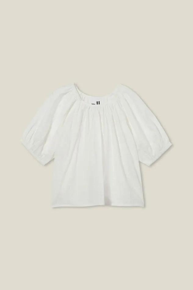 Girls 214 Tops and TShirts Cotton On Willow Short Sleeve Top Vanilla